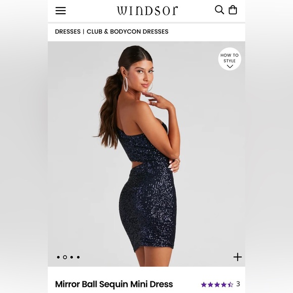 Windsor Mirror Ball Sequin Mini Dress Navy - Picture 1 of 8